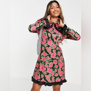 Twisted Wunder pink floral silk dress